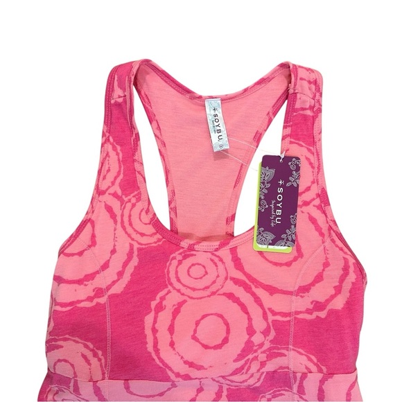 NEW Soybu Women's Medium Layered Hem Racerback Pink Soft Stretch Causal Dress - Picture 4 of 4